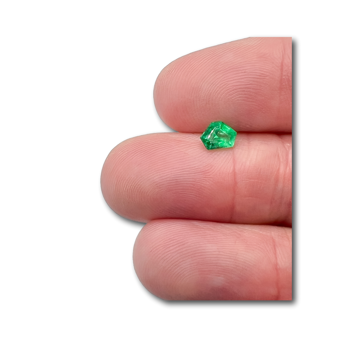 0.50ct | Step Cut Shield Shape Muzo Origin Emerald-Modern Rustic Diamond