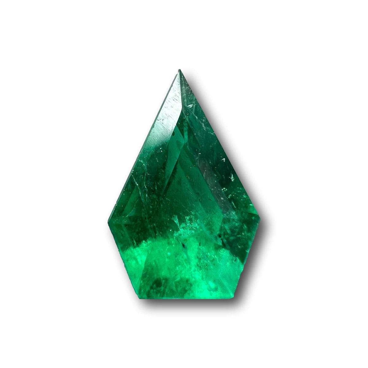 0.56ct | Step Cut Shield Shape Muzo Origin Emerald-Modern Rustic Diamond