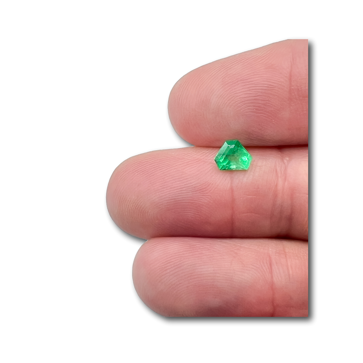 0.60ct | Step Cut Shield Shape Muzo Origin Emerald-Modern Rustic Diamond