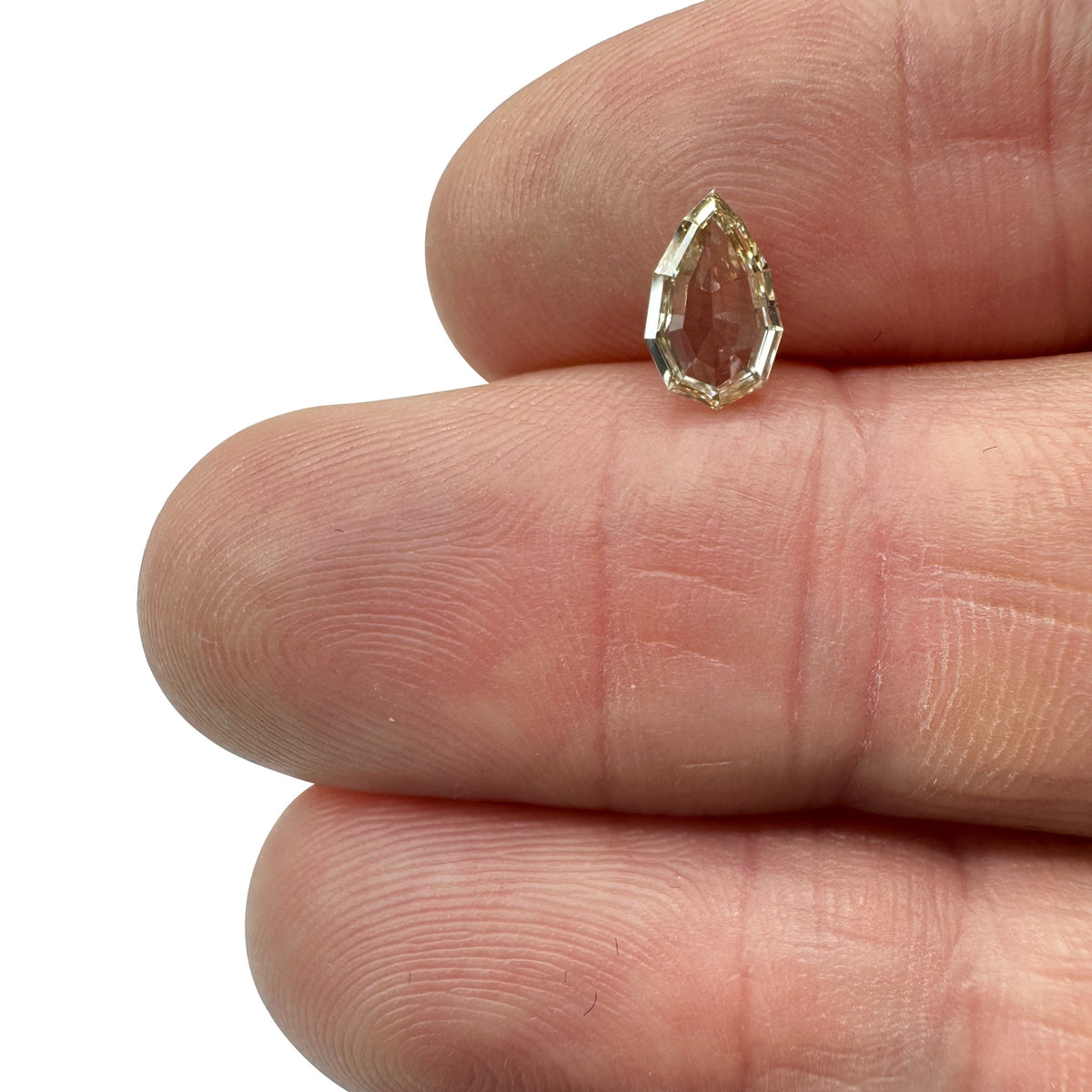 0.65ct | Champagne VVS Pear Shape Step Cut Diamond-Modern Rustic Diamond