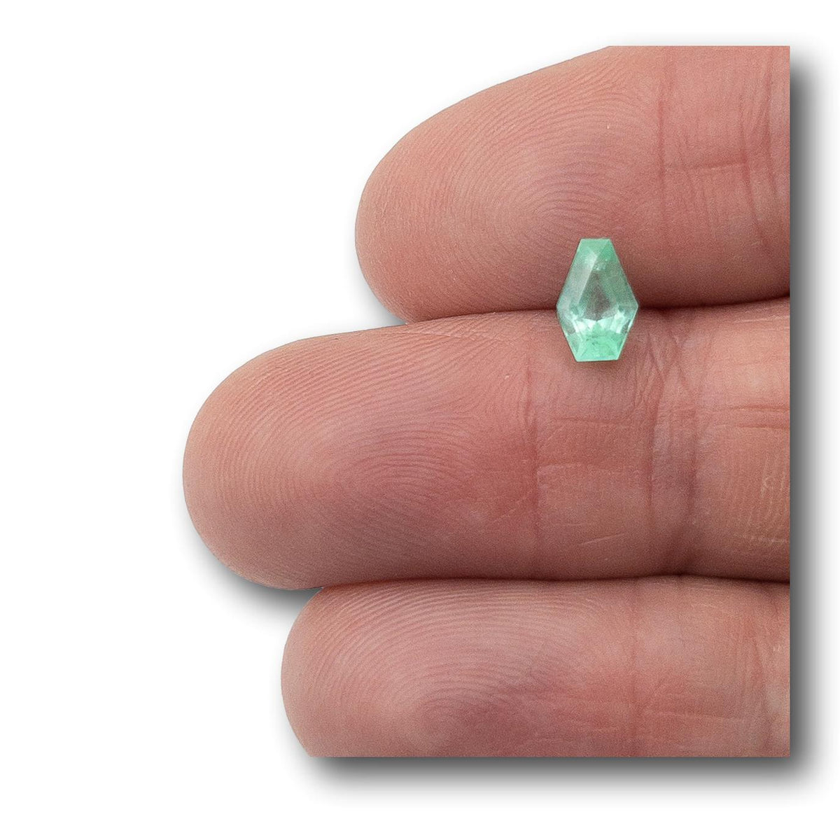 0.80ct | Step Cut Shield Shape Muzo Origin Emerald-Modern Rustic Diamond