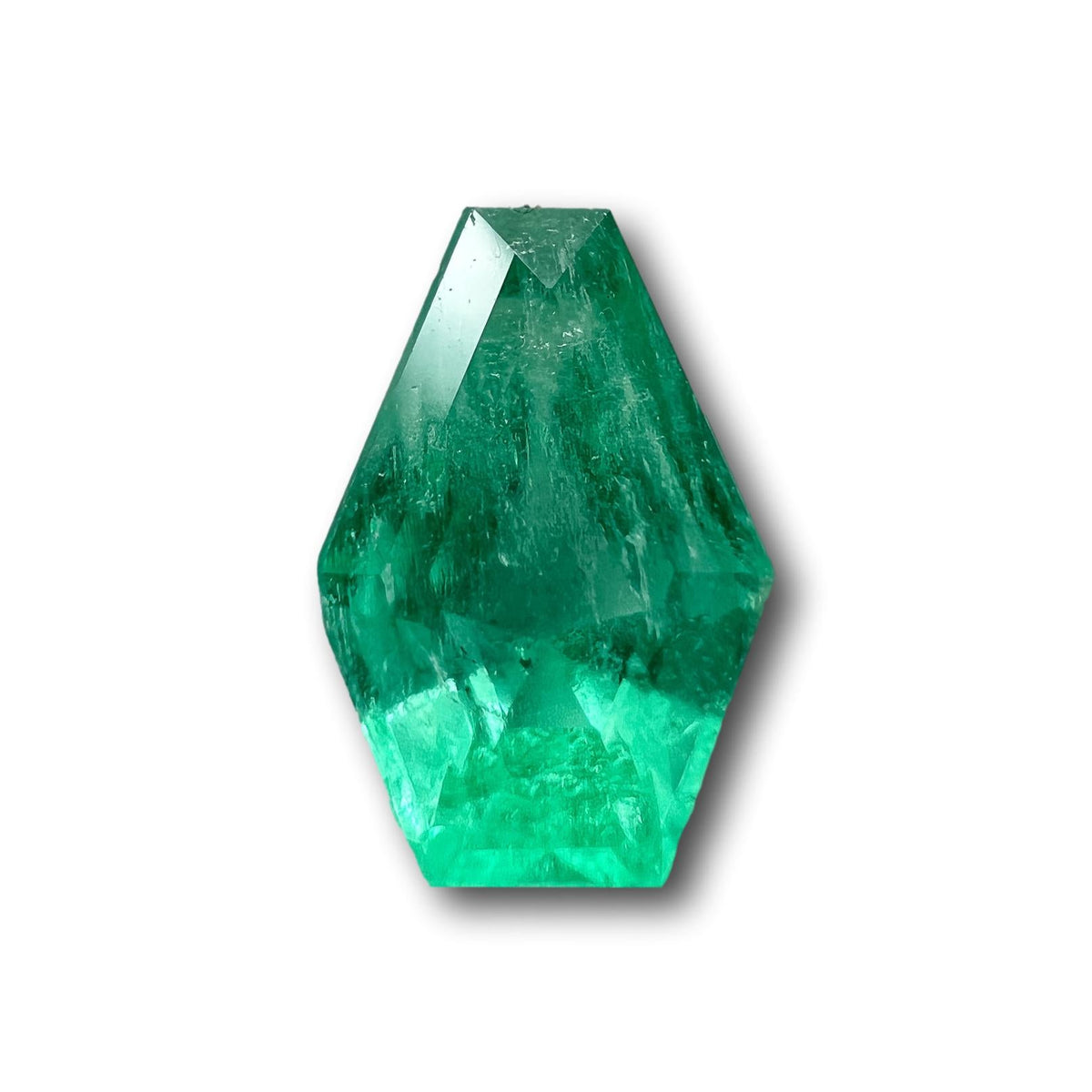 0.80ct | Step Cut Shield Shape Muzo Origin Emerald-Modern Rustic Diamond