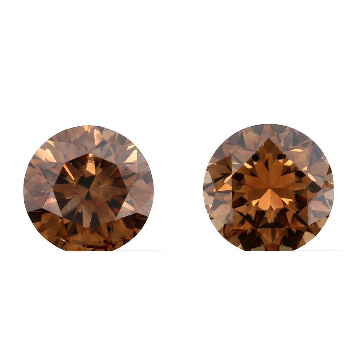 0.81cttw | Cognac VS-SI Round Shape Brilliant Cut Diamond Matched Pair-Modern Rustic Diamond