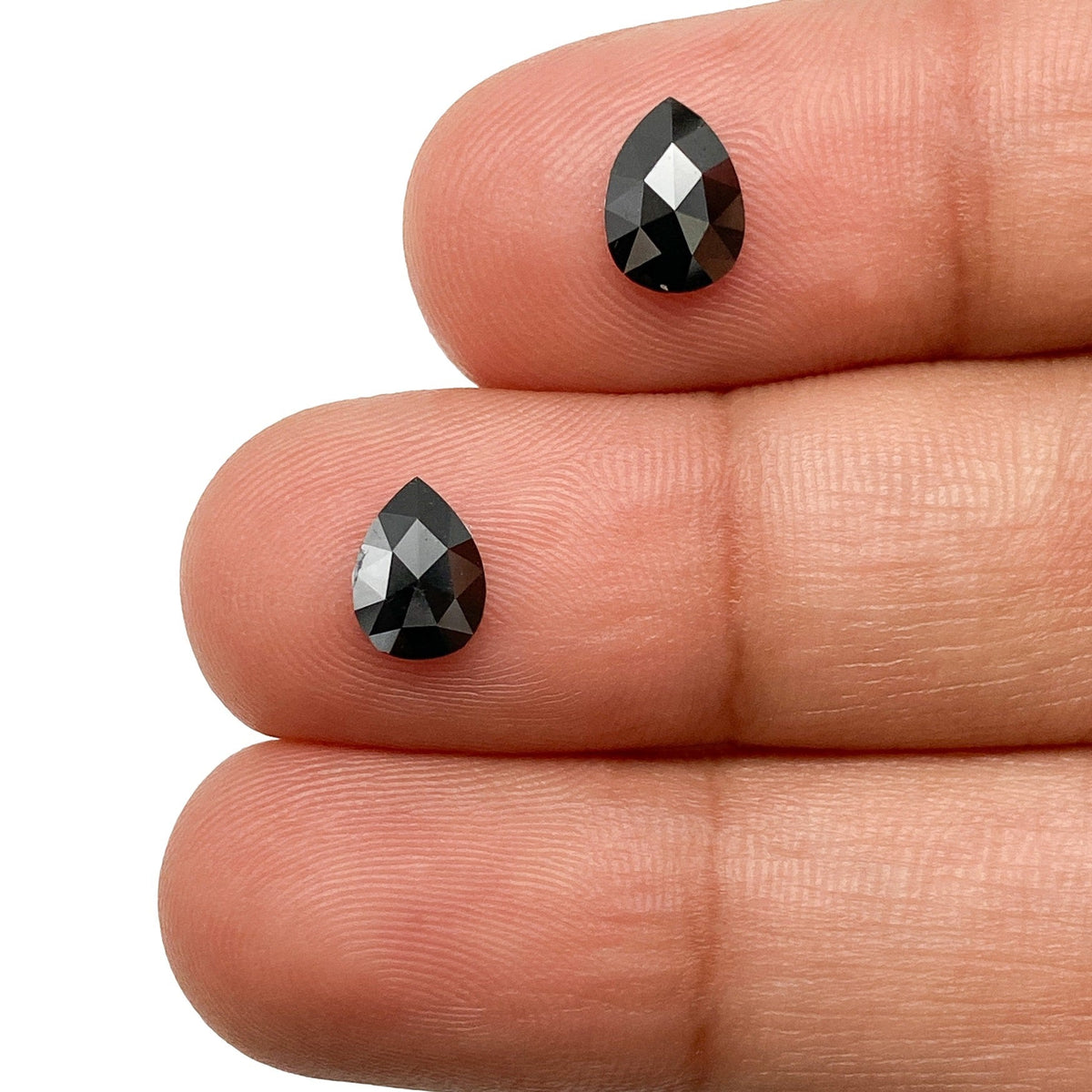 0.90cttw | Black Pear Shape Rose Cut Diamond Matched Pair-Modern Rustic Diamond