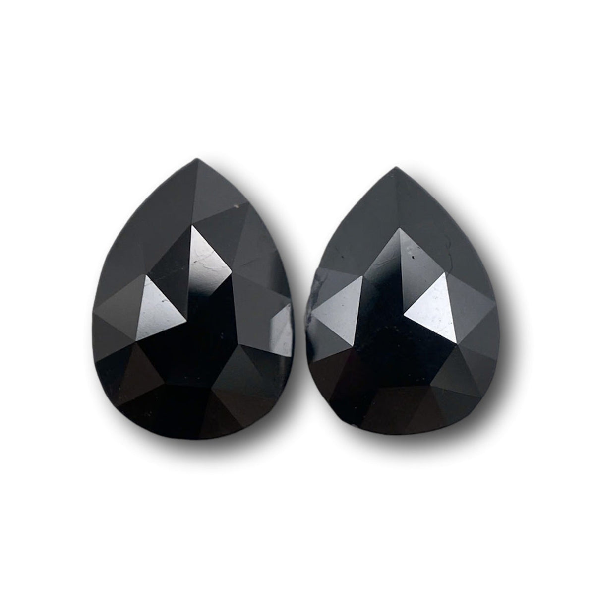 0.90cttw | Black Pear Shape Rose Cut Diamond Matched Pair-Modern Rustic Diamond