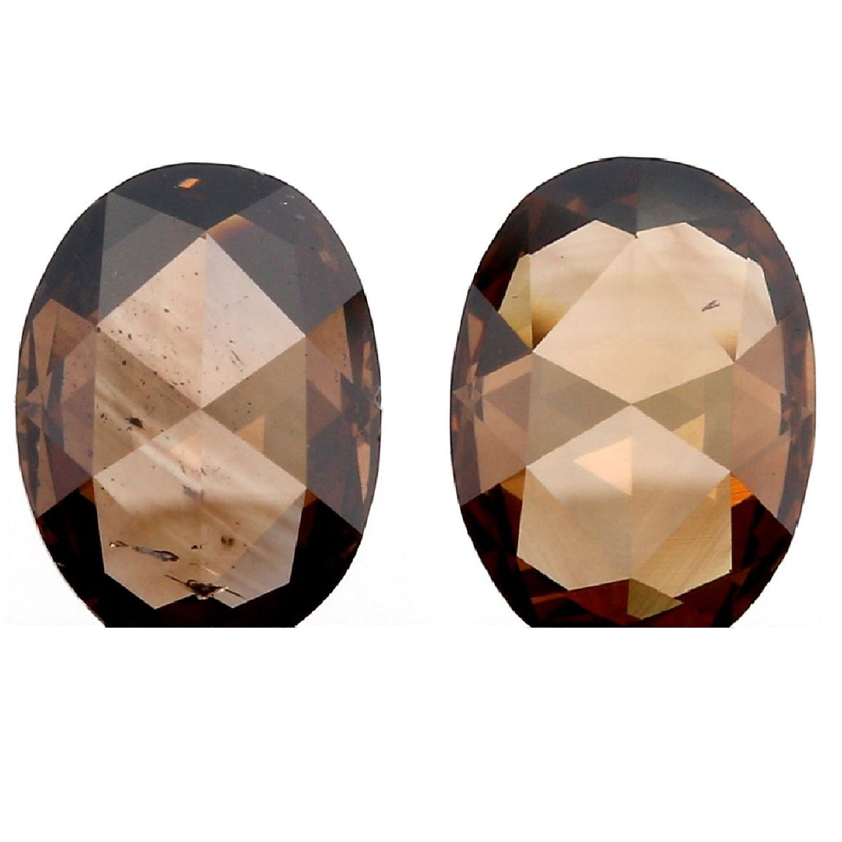 0.90cttw | Cognac VS-SI Oval Shape Rose Cut Diamond Matched Pair-Modern Rustic Diamond