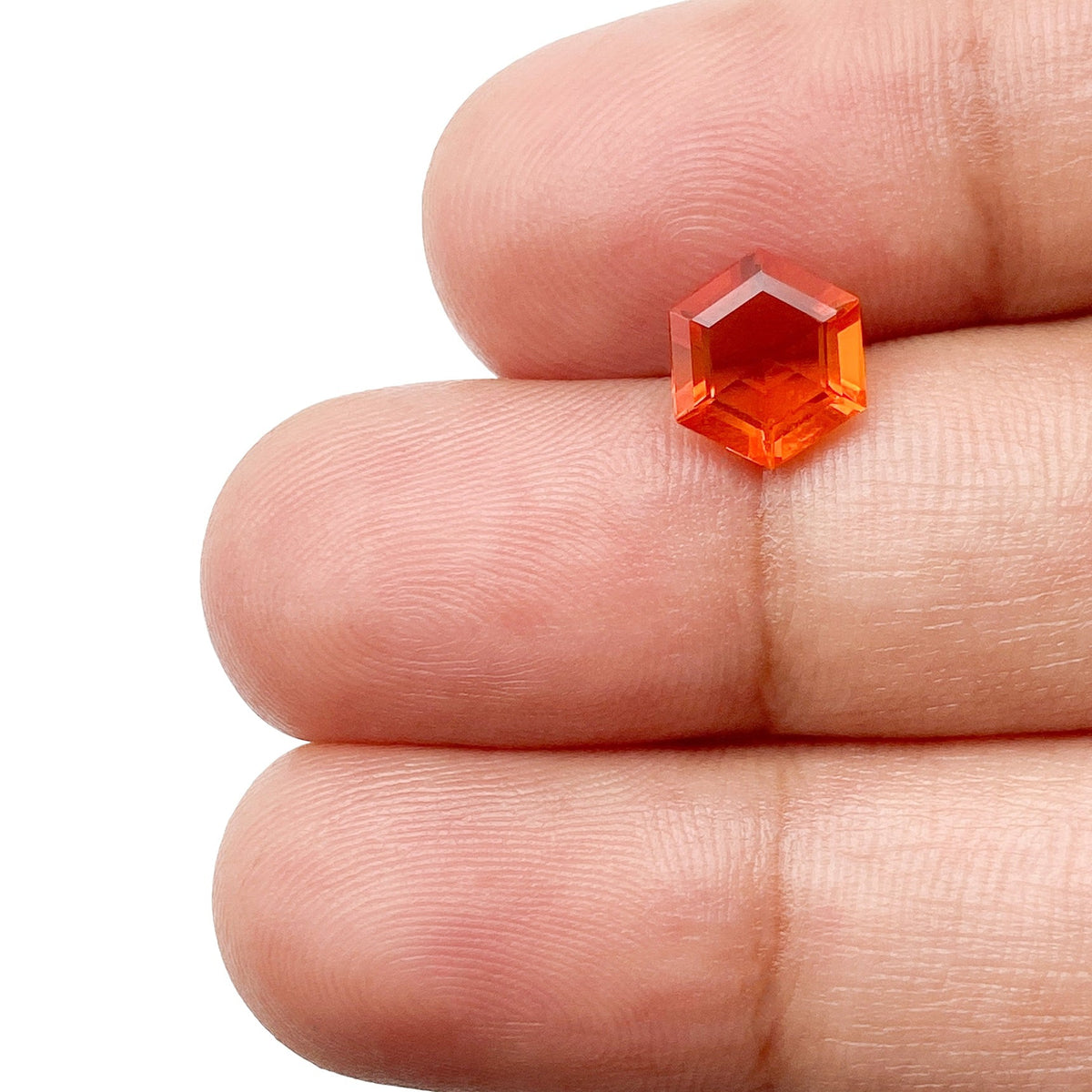 0.91ct | Hexagon Shape Step Cut Fire Opal-Modern Rustic Diamond