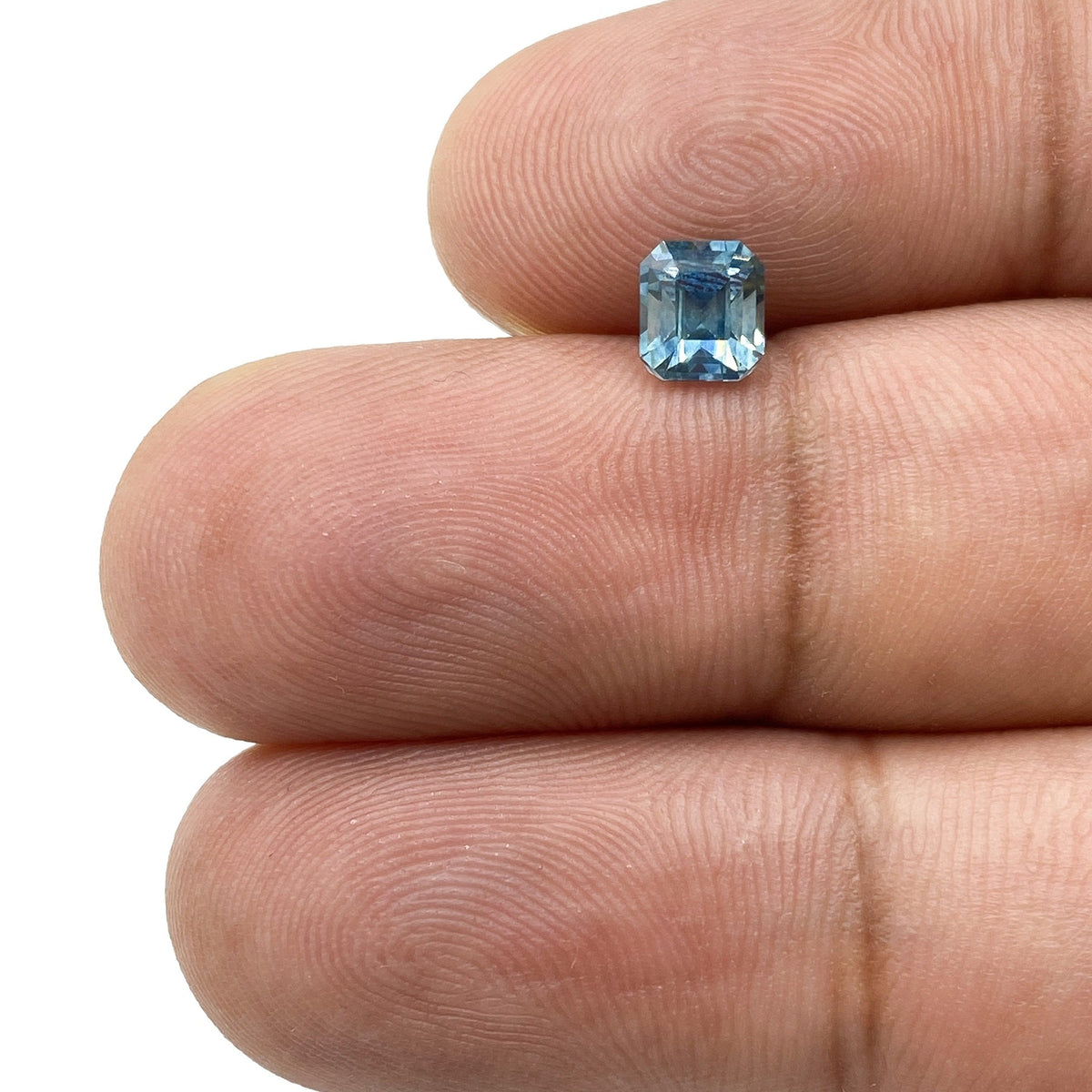 0.94ct | Asscher Cut Blue Montana Sapphire-Modern Rustic Diamond