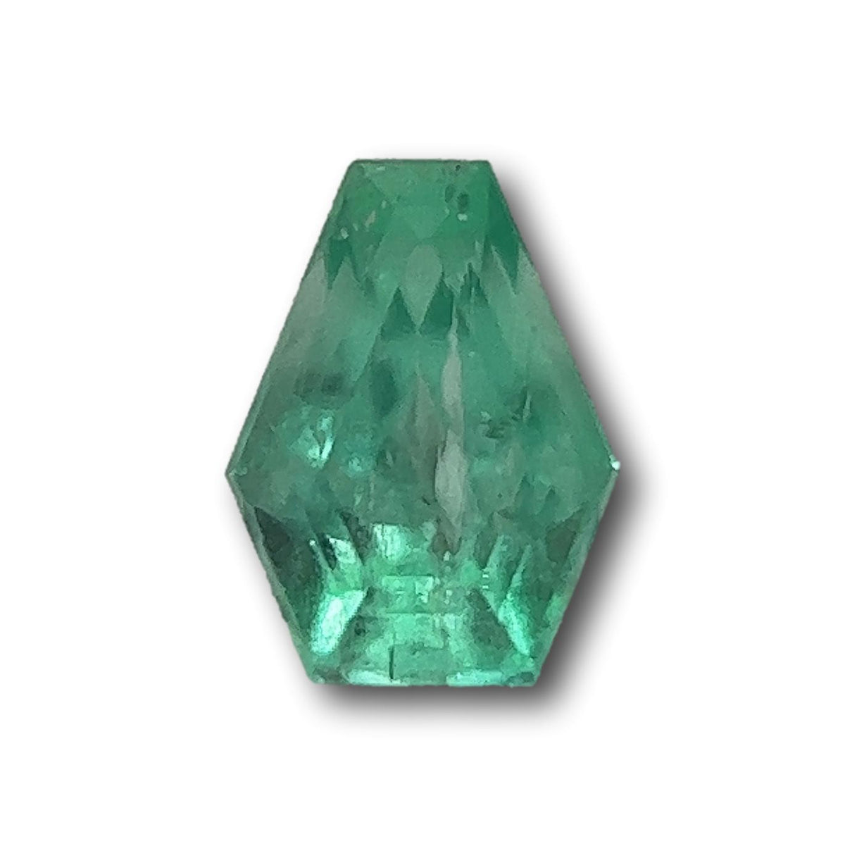 0.98ct | Step Cut Shield Shape Muzo Origin Emerald-Modern Rustic Diamond