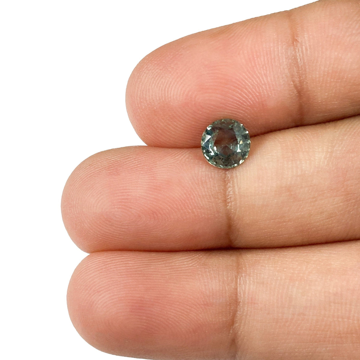 0.99ct | Brilliant Cut Round Shape Green Montana Sapphire-Modern Rustic Diamond