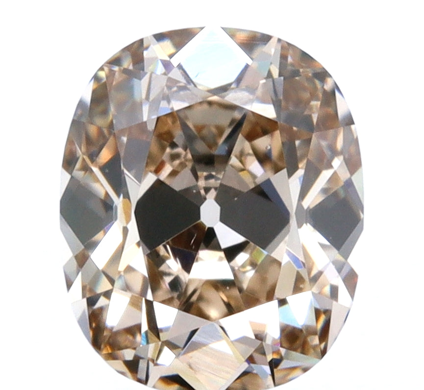 1.01ct | Champagne VVS Cushion Shape Old Mine Cut Diamond-Modern Rustic Diamond