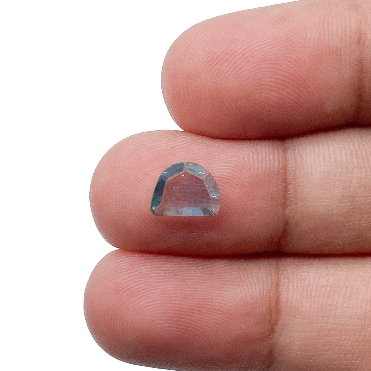 1.01ct | Portrait Cut Half Moon Shape Blue Montana Sapphire-Modern Rustic Diamond