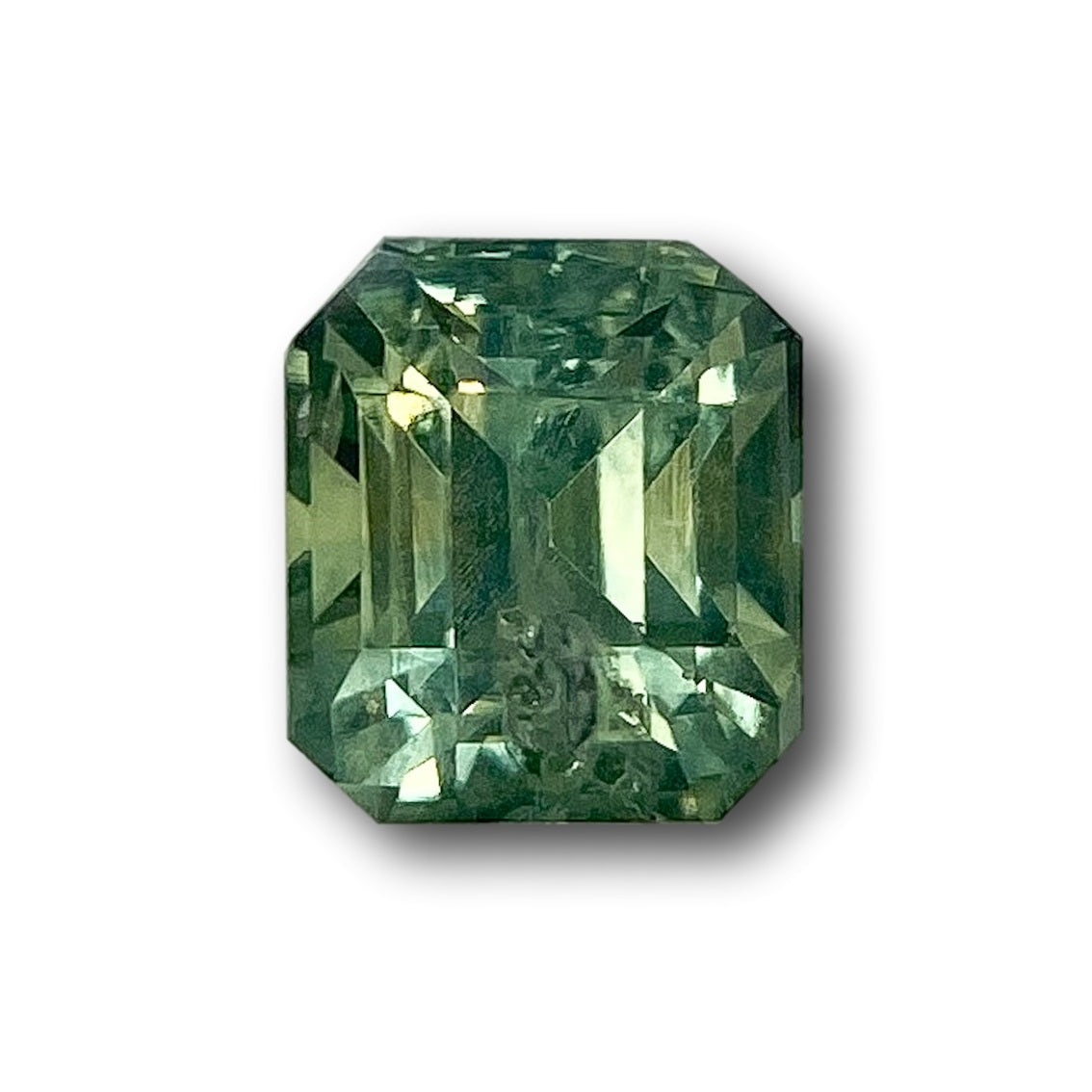 1.03ct | Emerald Cut Green Montana Sapphire-Modern Rustic Diamond