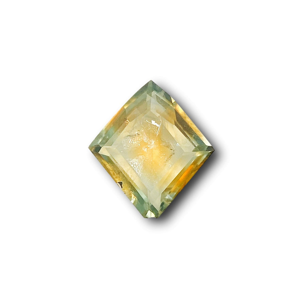 1.06ct | Step Cut Lozenge Shape Yellow Green Montana Sapphire-Modern Rustic Diamond