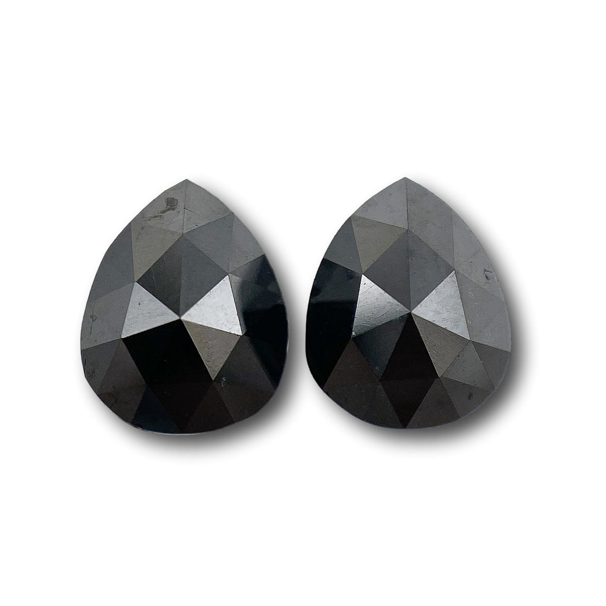 1.07cttw | Black Pear Shape Rose Cut Diamond Matched Pair-Modern Rustic Diamond