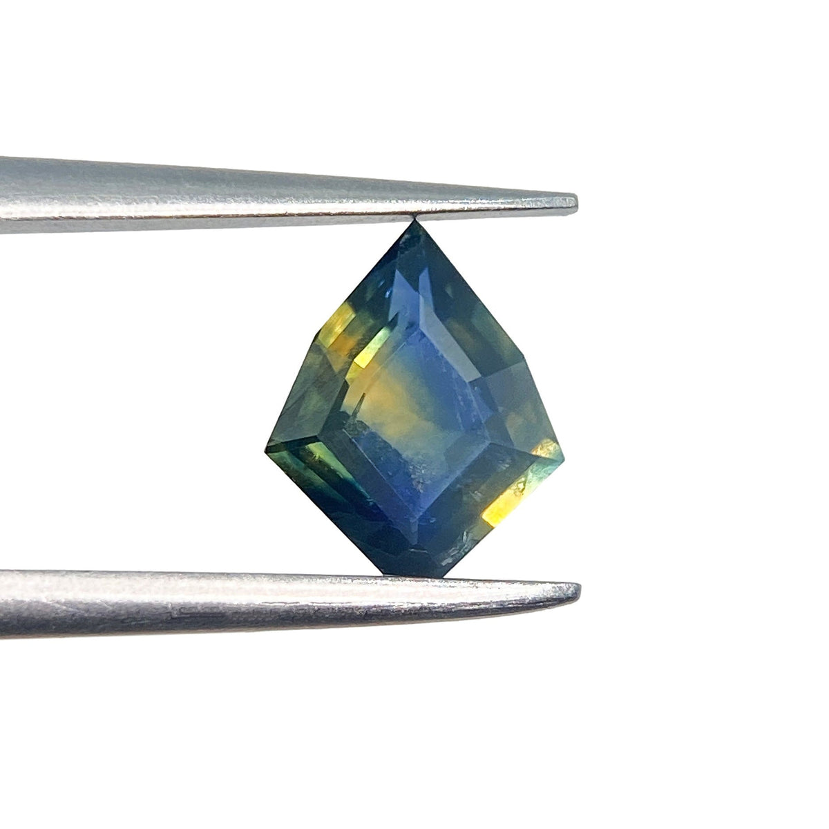 1.08ct | Step Cut Kite Shape Blue Yellow Montana Sapphire-Modern Rustic Diamond