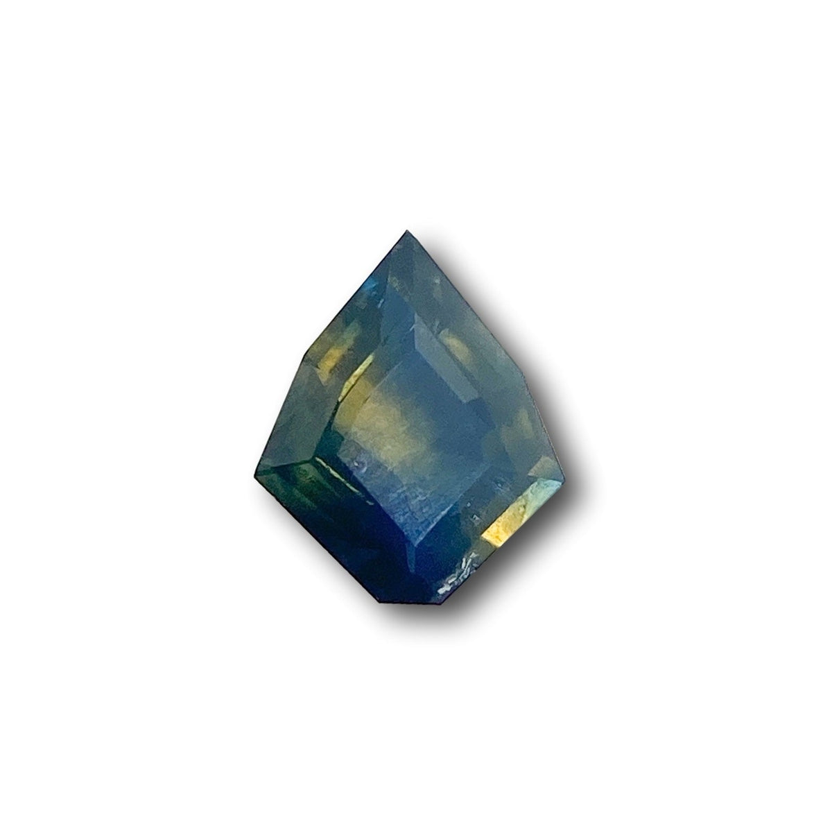 1.08ct | Step Cut Kite Shape Blue Yellow Montana Sapphire-Modern Rustic Diamond