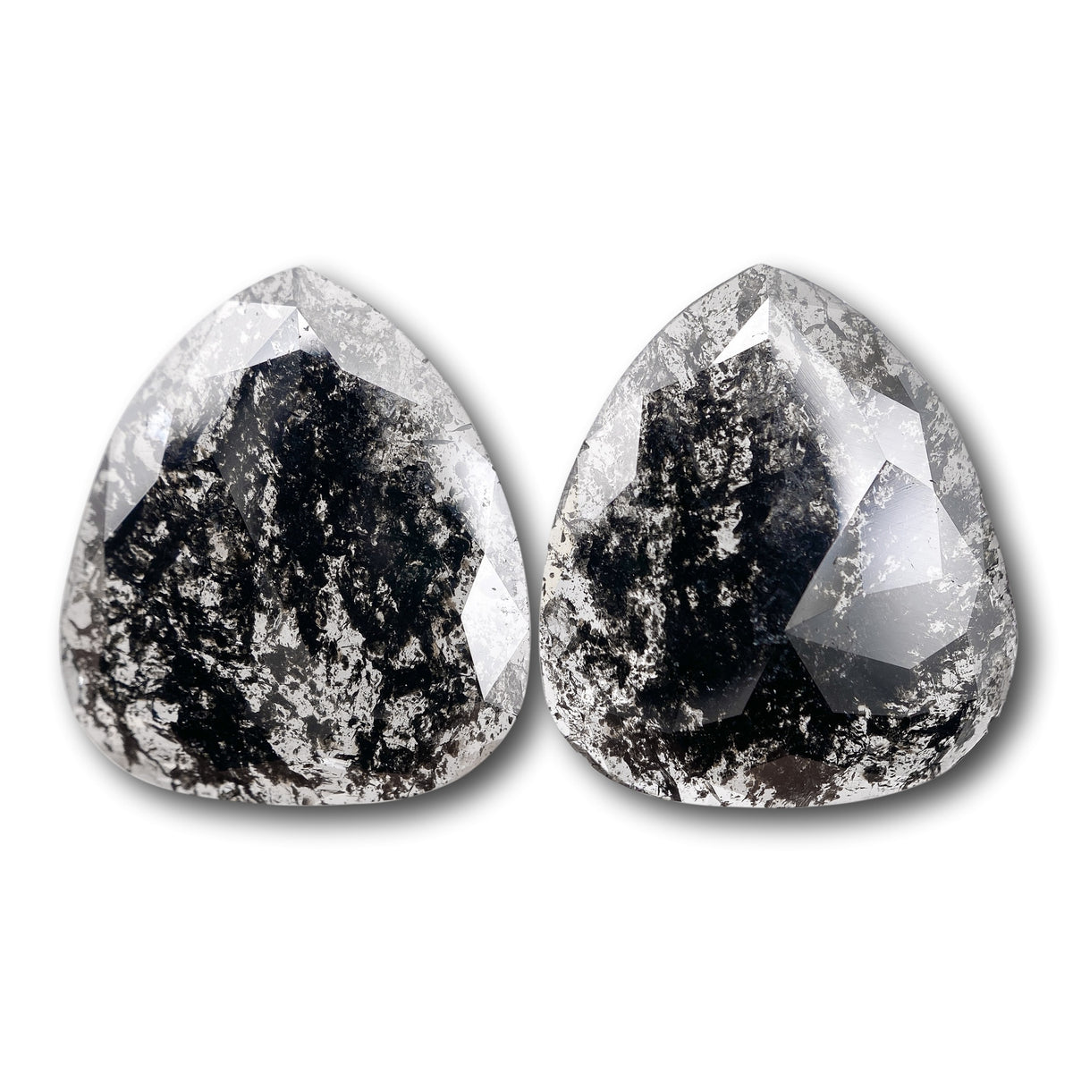 6.10cttw | Rustic Pear Shape Rose Cut Diamond Matched Pair - Modern Rustic Diamond