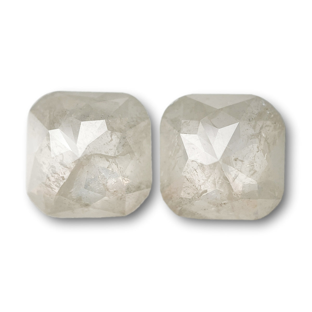 5.20cttw | Salt &amp; Pepper Cushion Shape Brilliant Cut Diamond Matched Pair - Modern Rustic Diamond