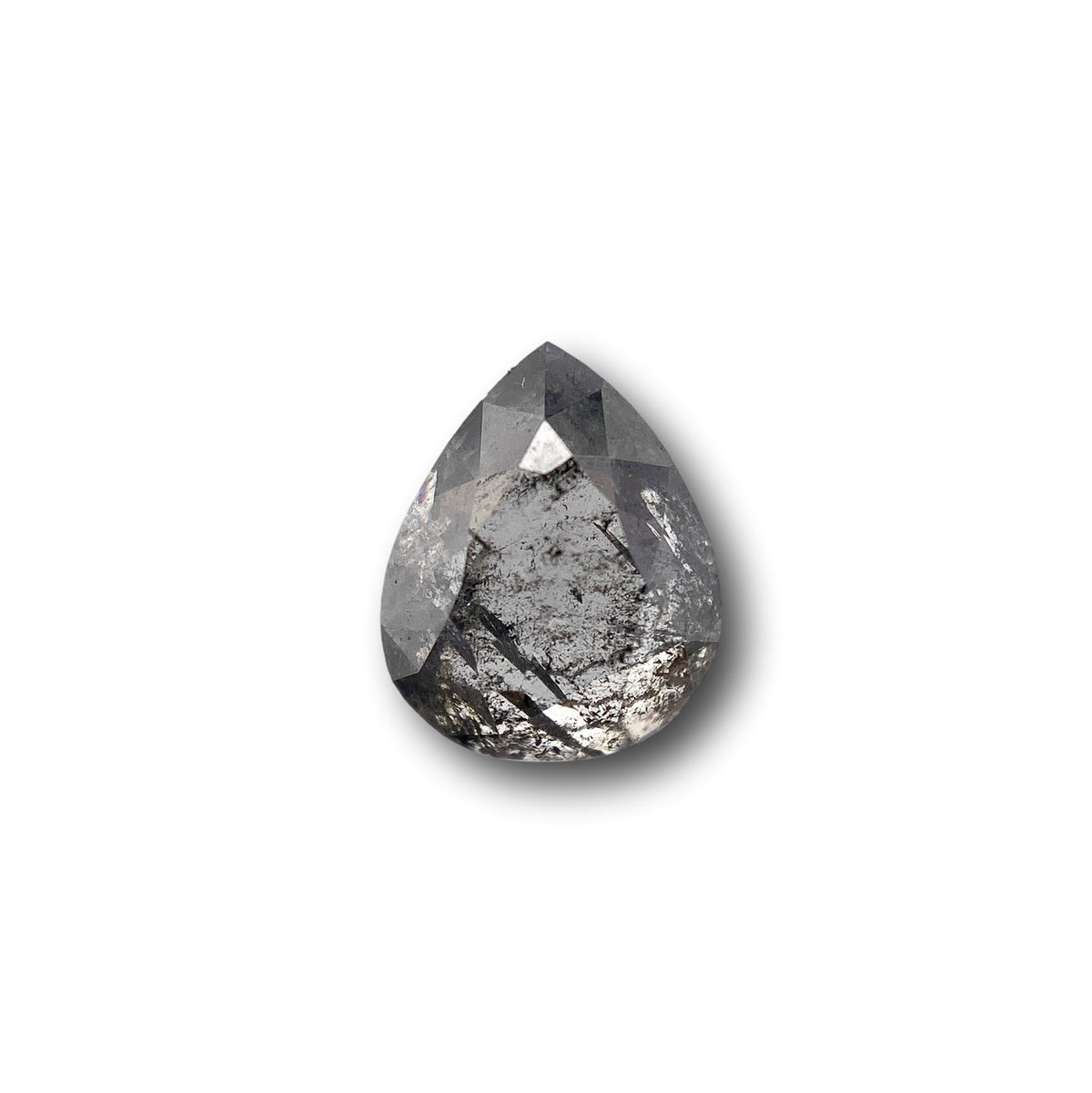 1.54ct | Salt &amp; Pepper Pear Shape Rose Cut Diamond - Modern Rustic Diamond