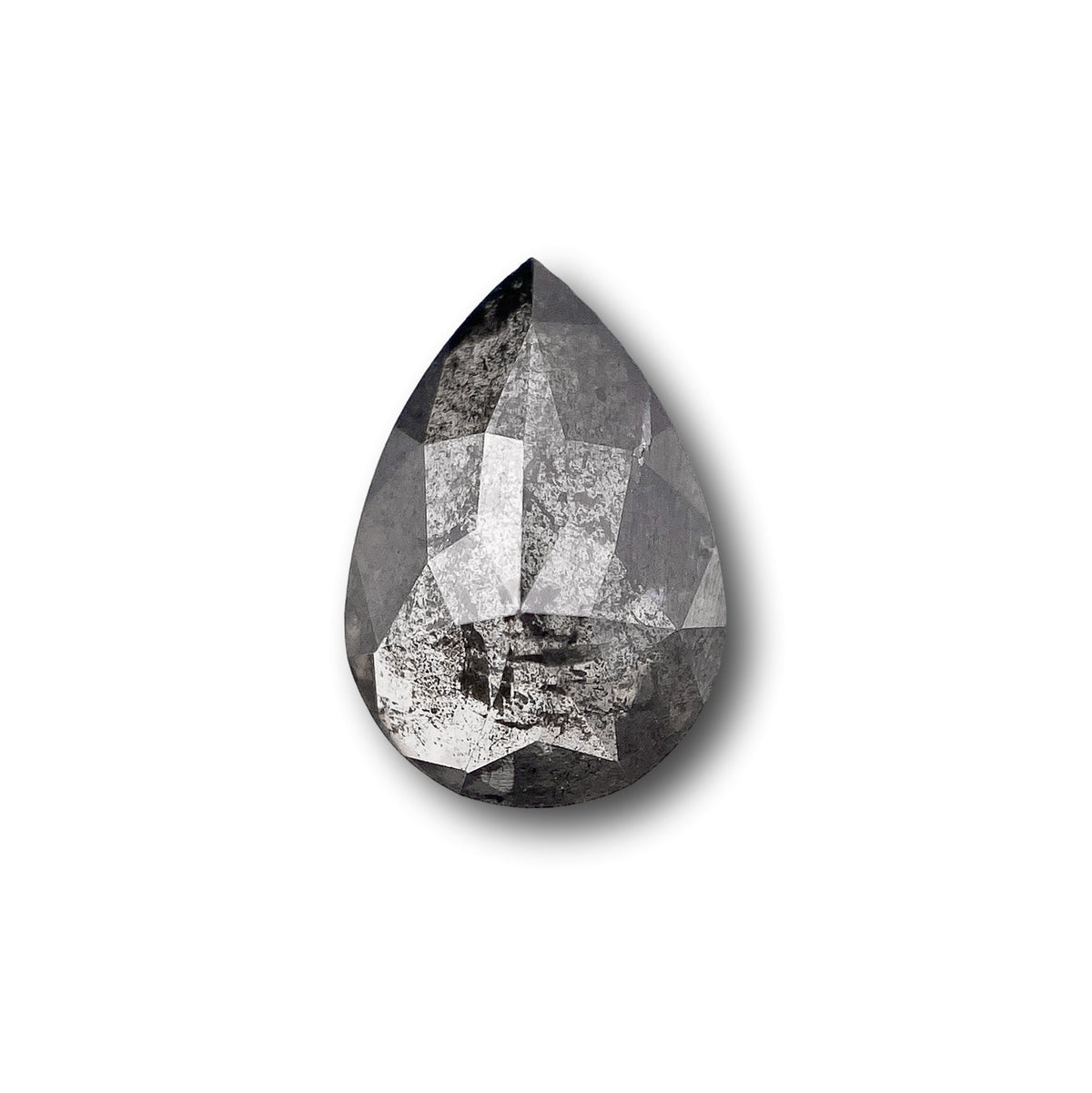 0.96ct | Salt &amp; Pepper Pear Shape Rose Cut Diamond - Modern Rustic Diamond