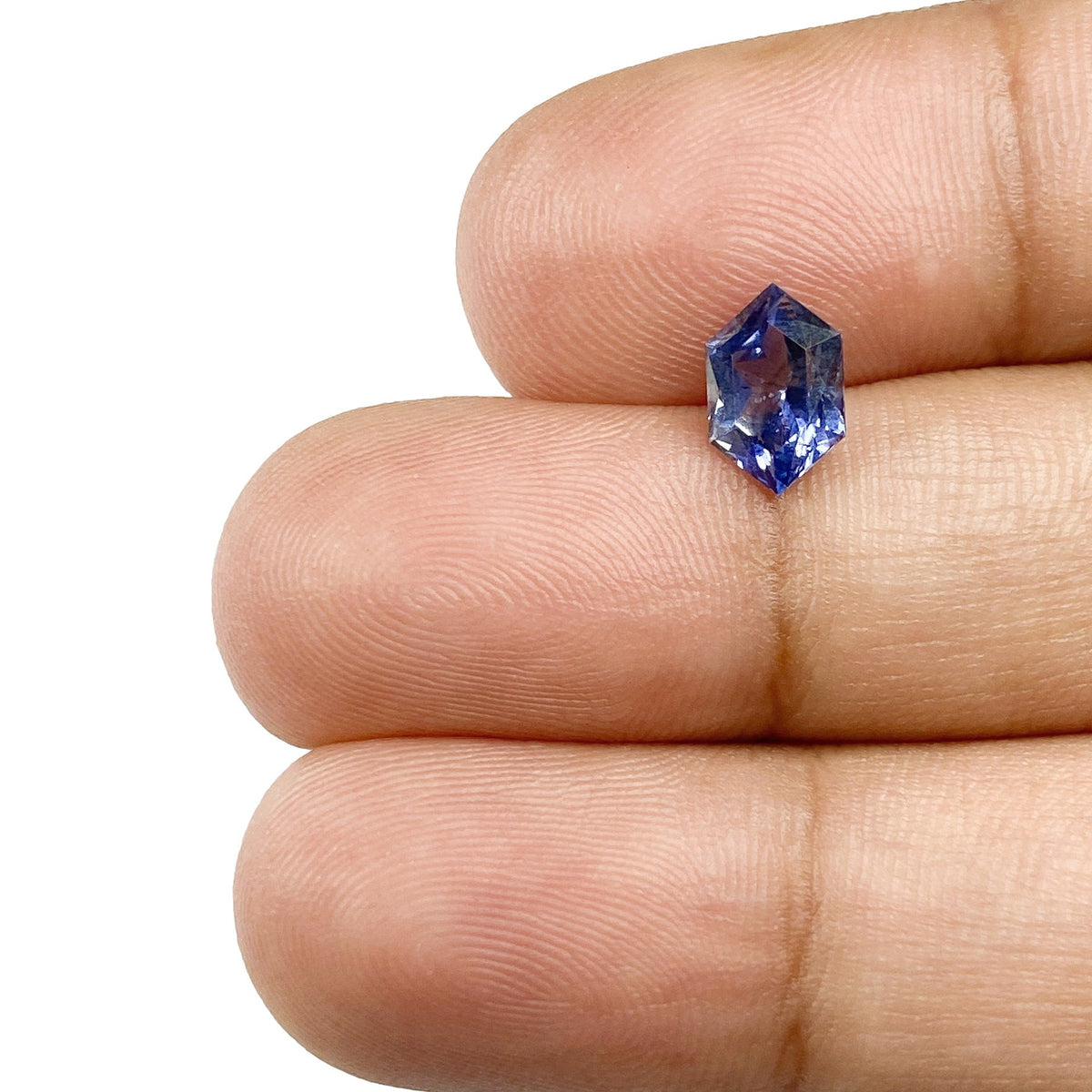 1.10ct | Brilliant Cut Hexagon Shape Blue Sapphire-Modern Rustic Diamond