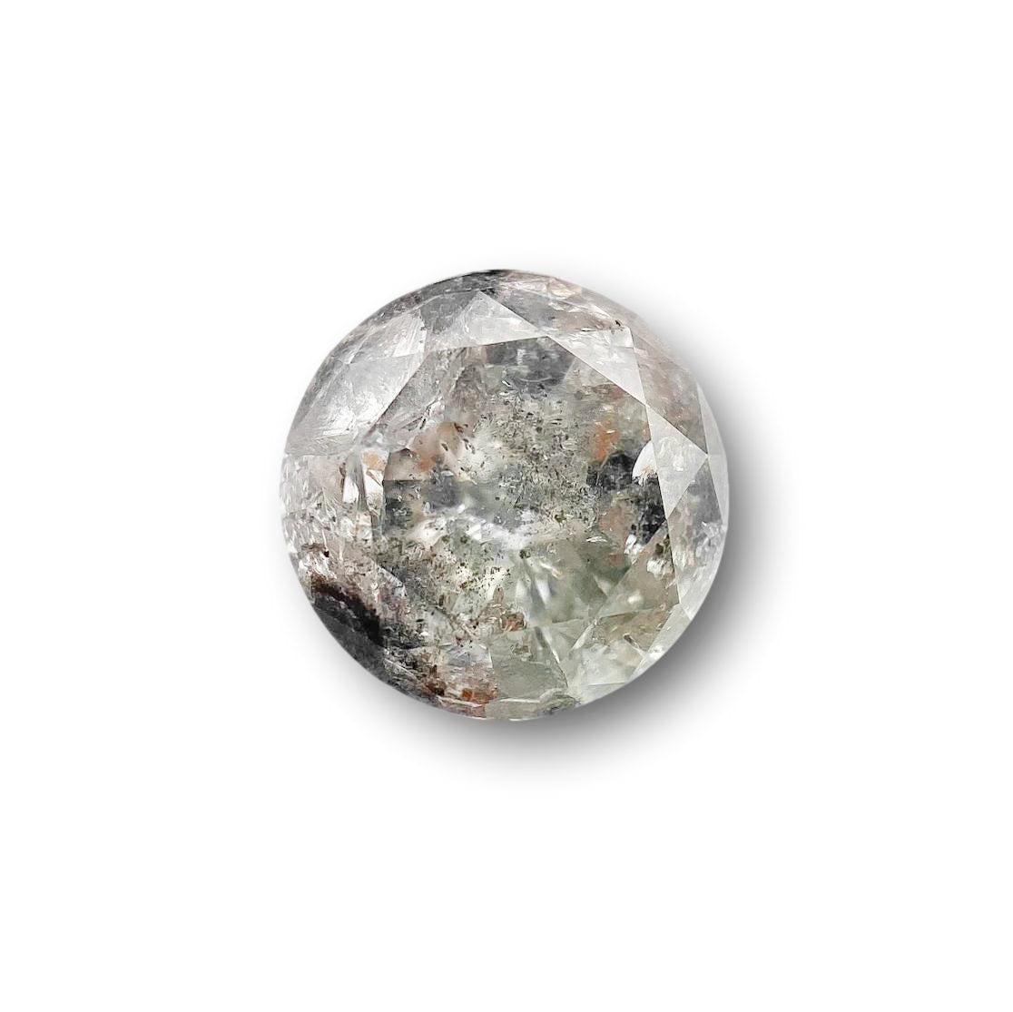 2.10ct | Salt &amp; Pepper Round Shape Brilliant Cut Diamond - Modern Rustic Diamond