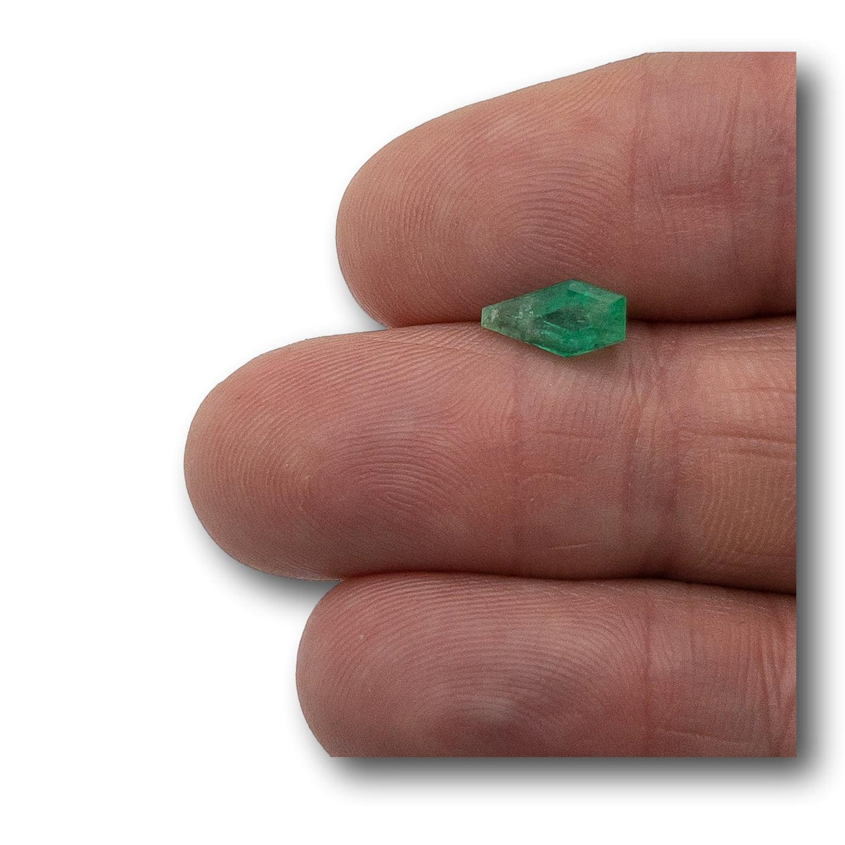 1.15ct | Step Cut Shield Shape Muzo Origin Emerald-Modern Rustic Diamond