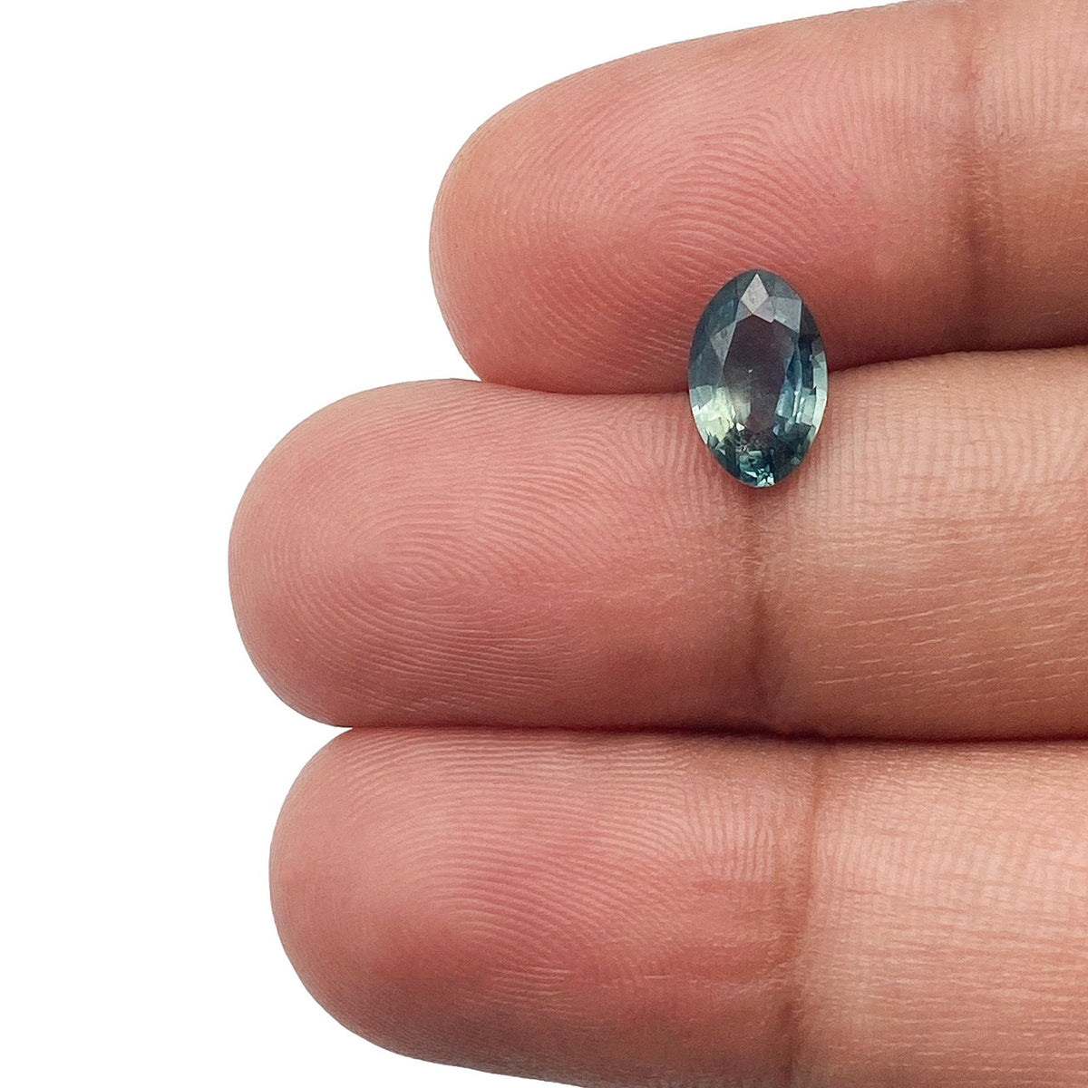 1.16ct | Brilliant Cut Moval Shape Green Blue Montana Sapphire-Modern Rustic Diamond