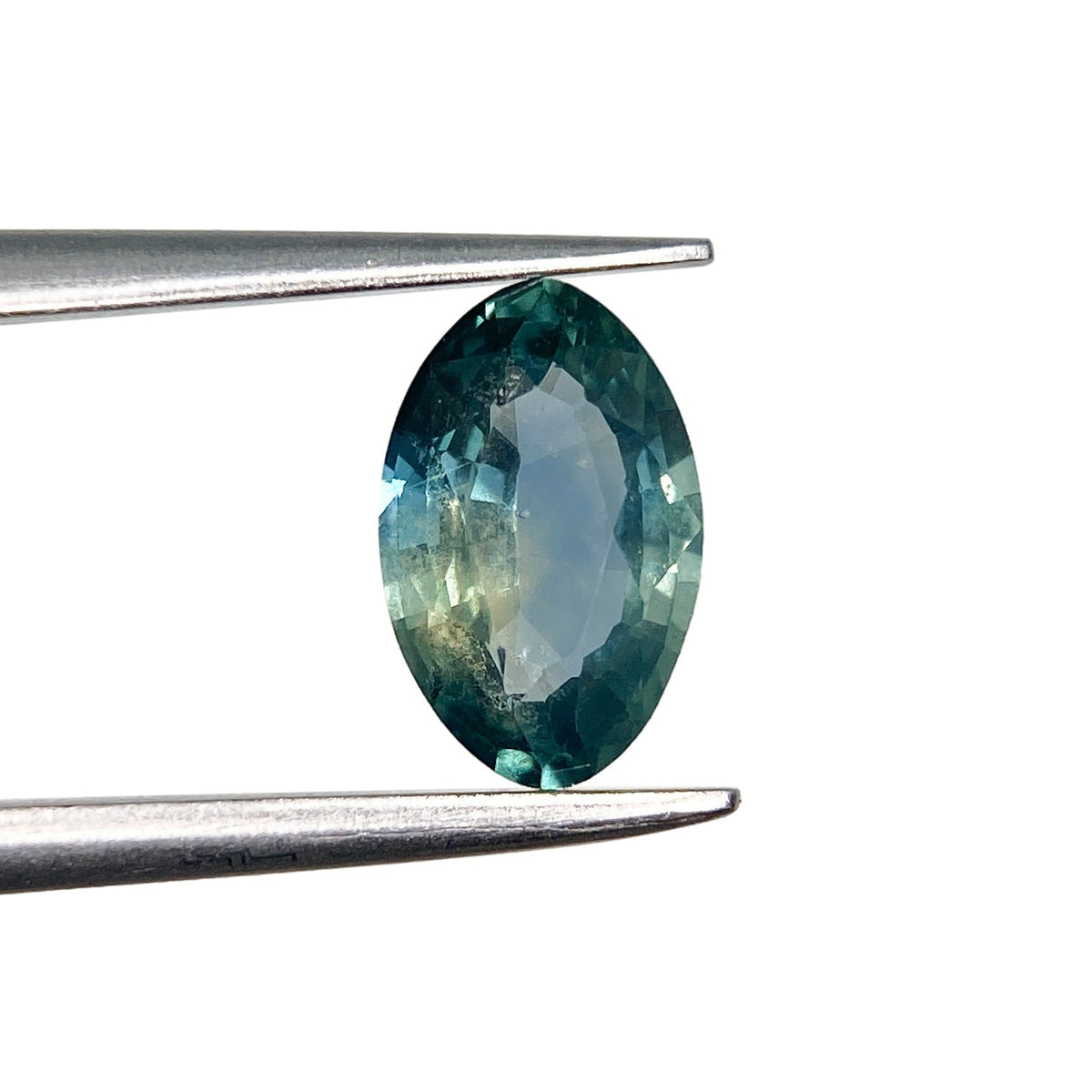 1.16ct | Brilliant Cut Moval Shape Green Blue Montana Sapphire-Modern Rustic Diamond