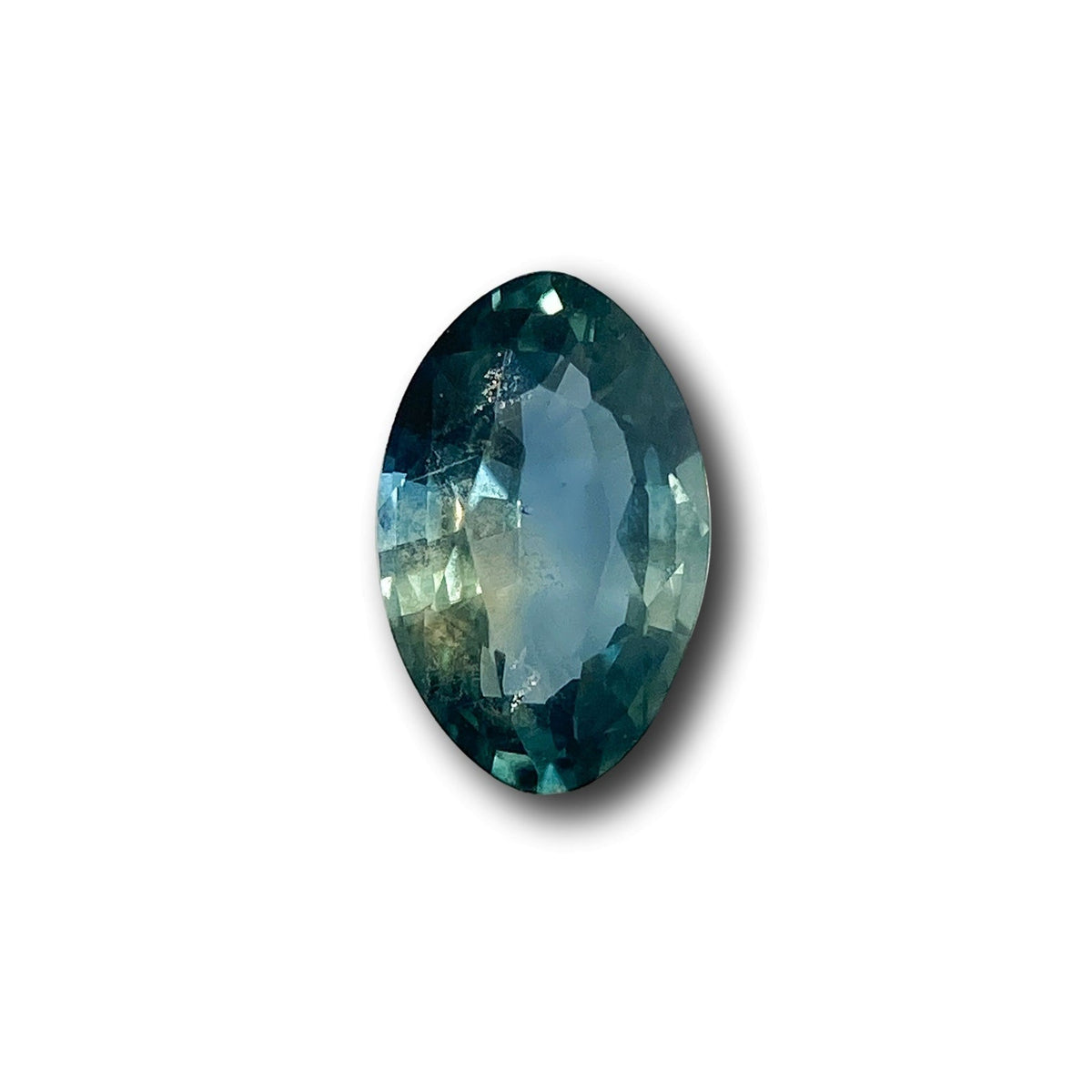 1.16ct | Brilliant Cut Moval Shape Green Blue Montana Sapphire-Modern Rustic Diamond