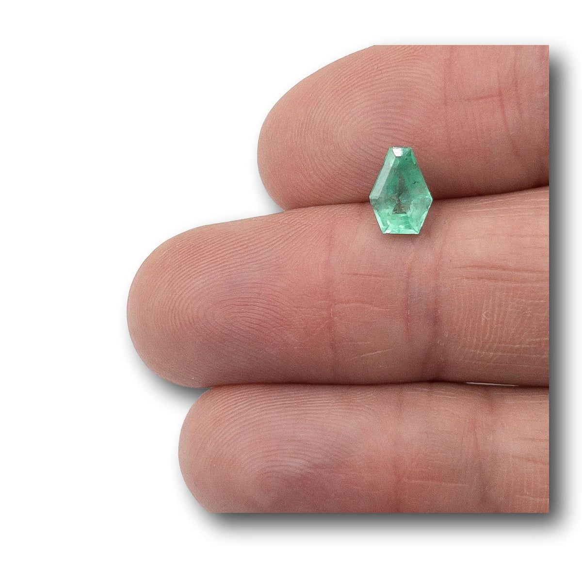 1.16ct | Step Cut Shield Shape Muzo Origin Emerald-Modern Rustic Diamond