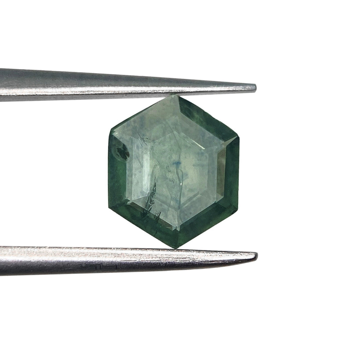 1.17ct | Portrait Cut Hexagon Shape Blue Green Montana Sapphire-Modern Rustic Diamond