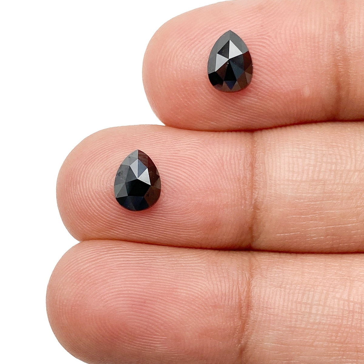 1.17cttw | Black Pear Shape Rose Cut Diamond Matched Pair-Modern Rustic Diamond