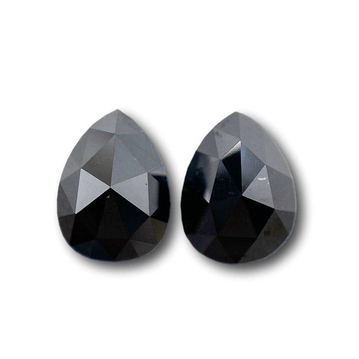 1.17cttw | Black Pear Shape Rose Cut Diamond Matched Pair-Modern Rustic Diamond