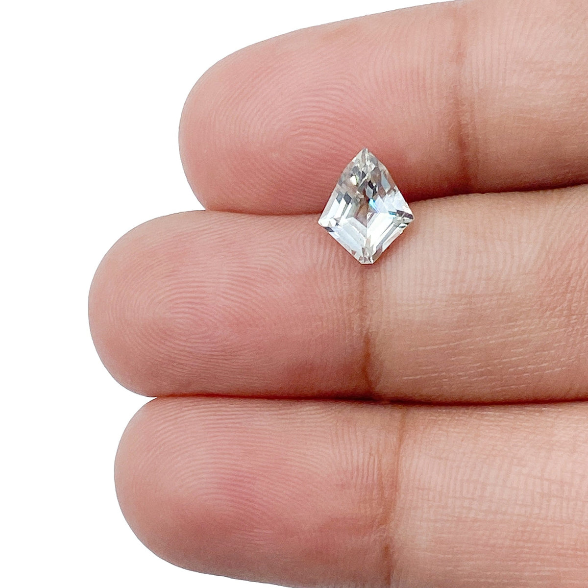 1.18ct | Step Cut Kite Shape White Montana Sapphire-Modern Rustic Diamond