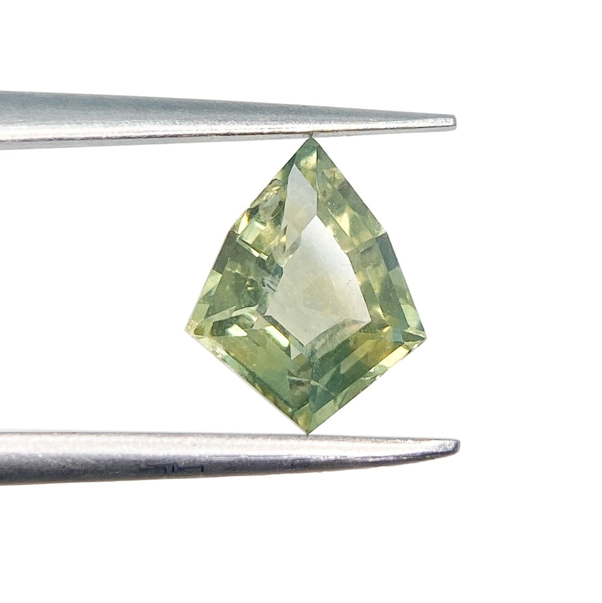 1.22ct | Step Cut Kite Shape Yellow Green Montana Sapphire-Modern Rustic Diamond