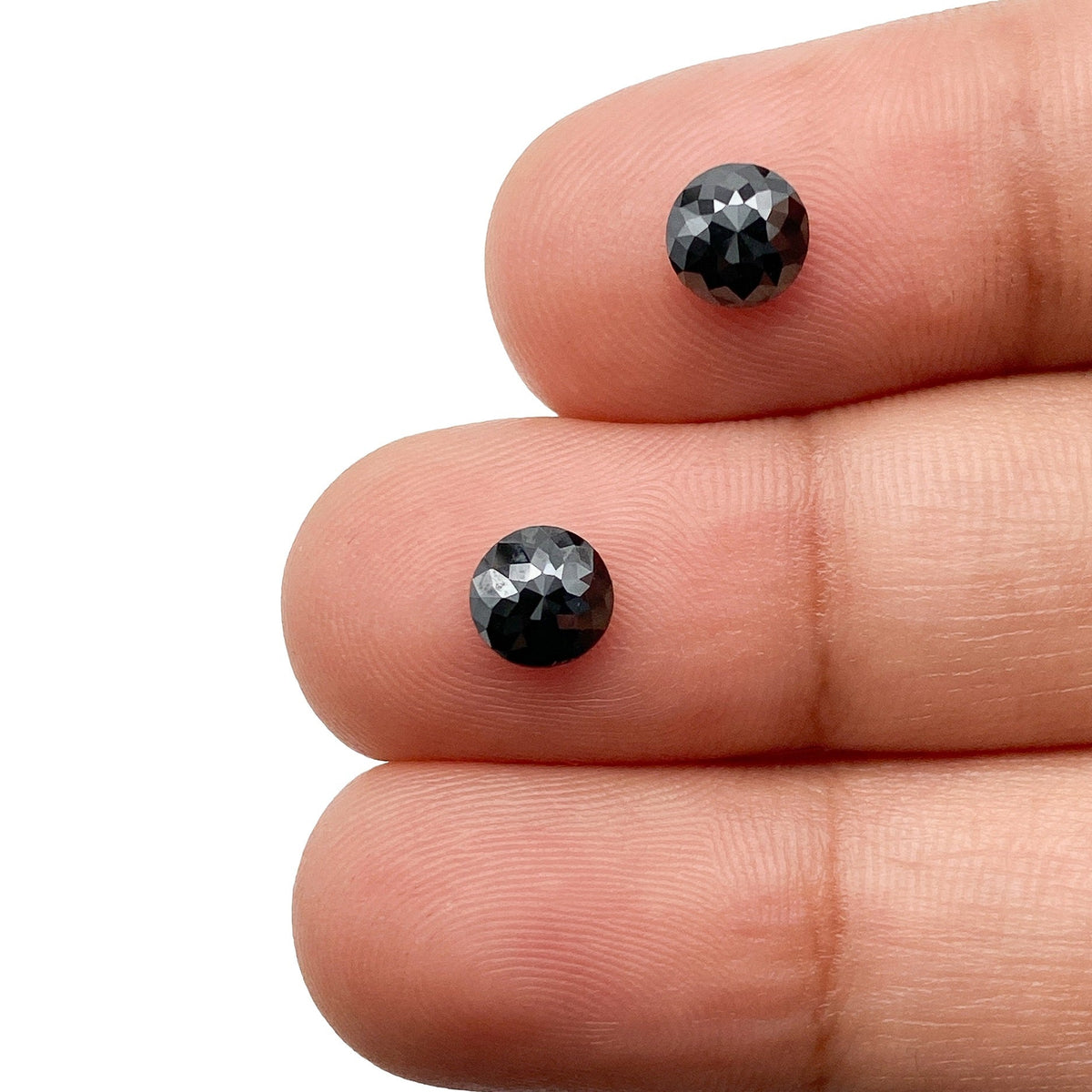 1.22cttw | Black Round Shape Rose Cut Diamond Matched Pair-Modern Rustic Diamond