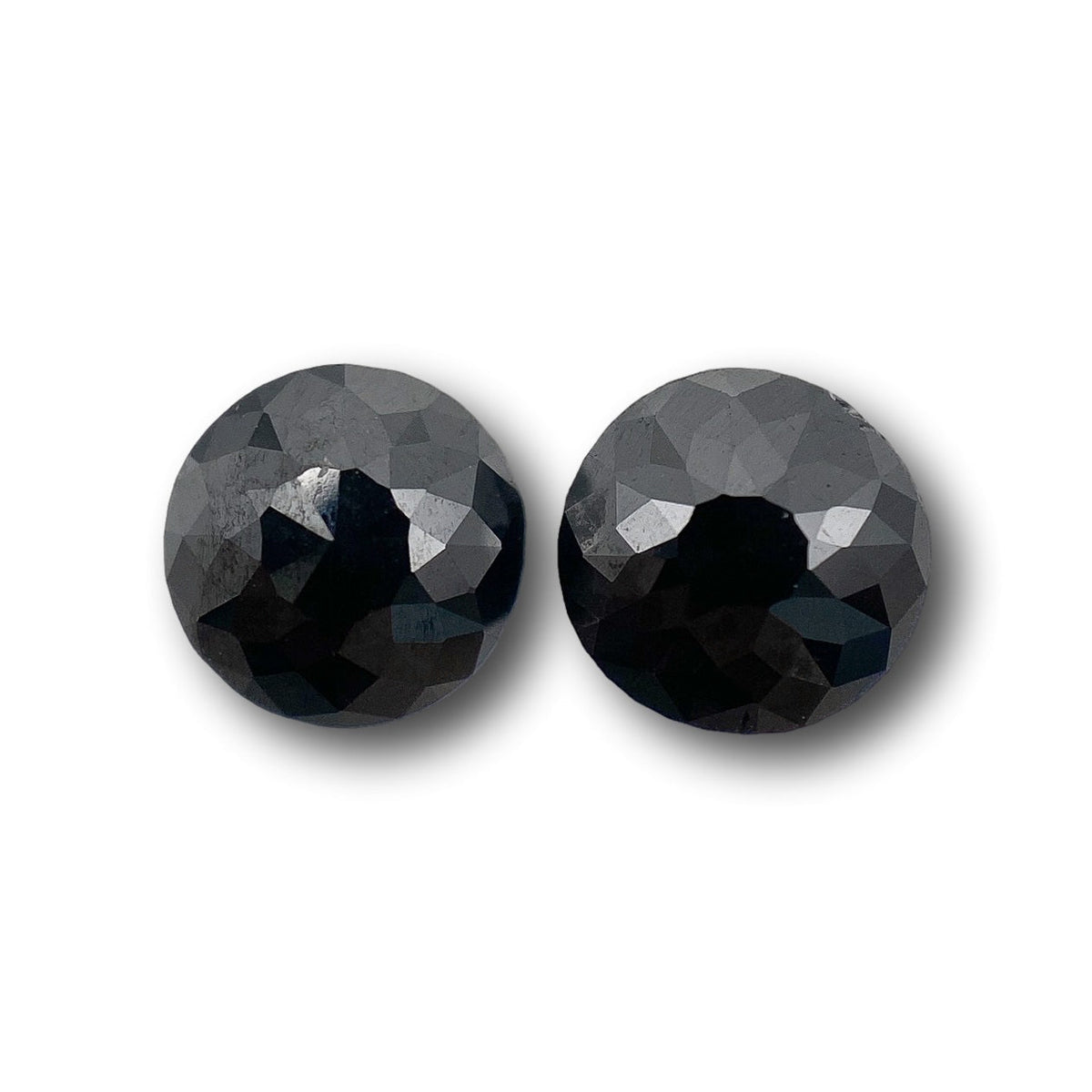 1.22cttw | Black Round Shape Rose Cut Diamond Matched Pair-Modern Rustic Diamond