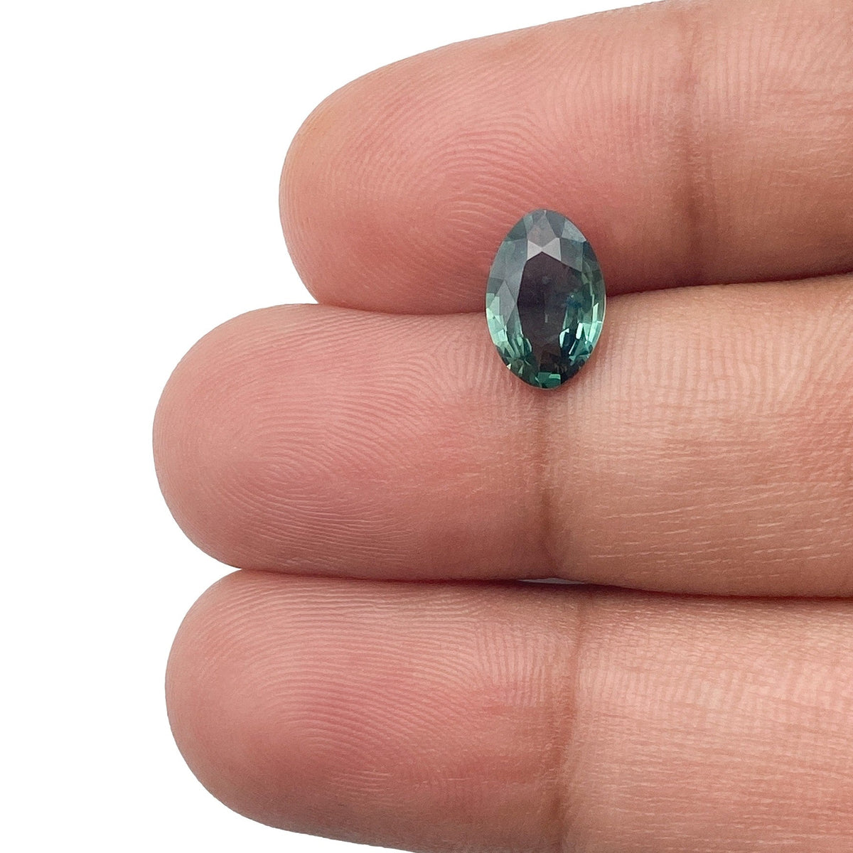 1.23ct | Brilliant Cut Moval Shape Blue Green Montana Sapphire-Modern Rustic Diamond