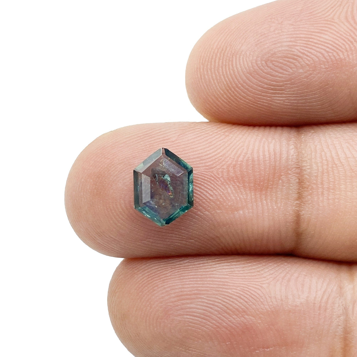 1.26ct | Portrait Cut Hexagon Shape Blue Green Montana Sapphire-Modern Rustic Diamond