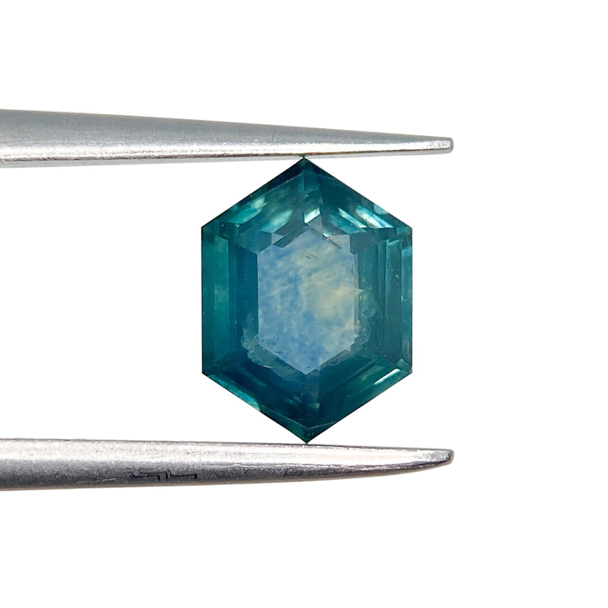 1.26ct | Step Cut Hexagon Shape Blue Green Montana Sapphire-Modern Rustic Diamond