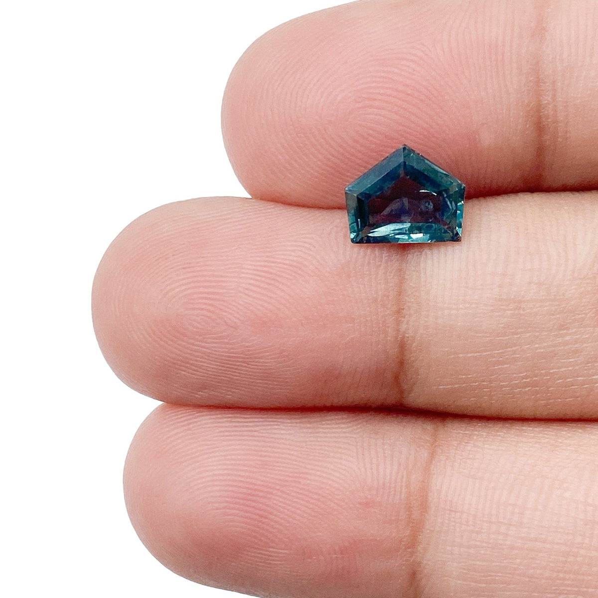 1.26ct | Step Cut Shield Shape Blue Montana Sapphire-Modern Rustic Diamond