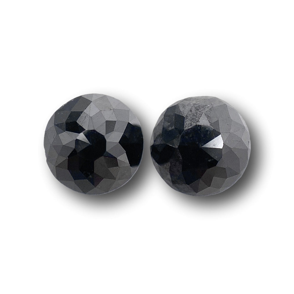 1.26cttw | Black Round Shape Rose Cut Diamond Matched Pair-Modern Rustic Diamond