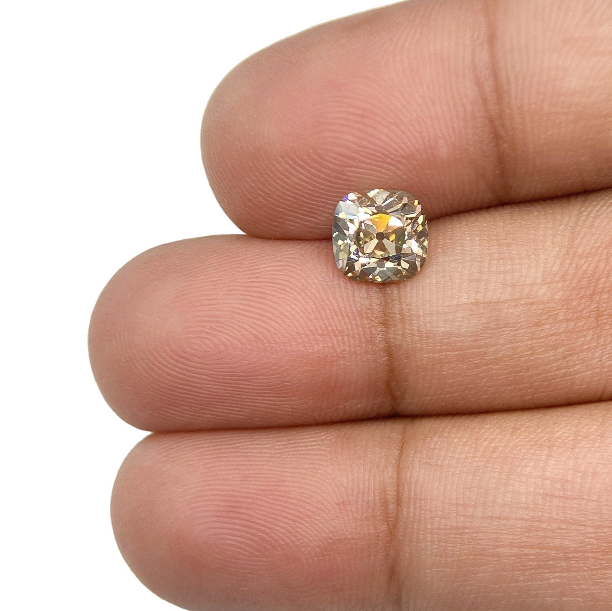 1.27ct | Champagne VVS Cushion Shape Old Mine Cut Diamond-Modern Rustic Diamond