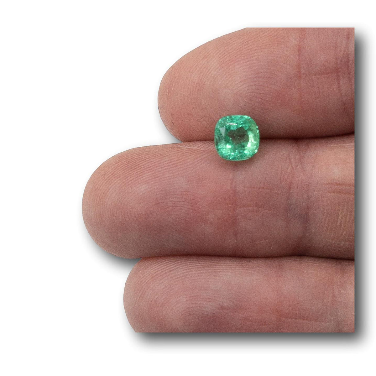 1.29ct | Brilliant Cut Cushion Shape Muzo Origin Emerald-Modern Rustic Diamond