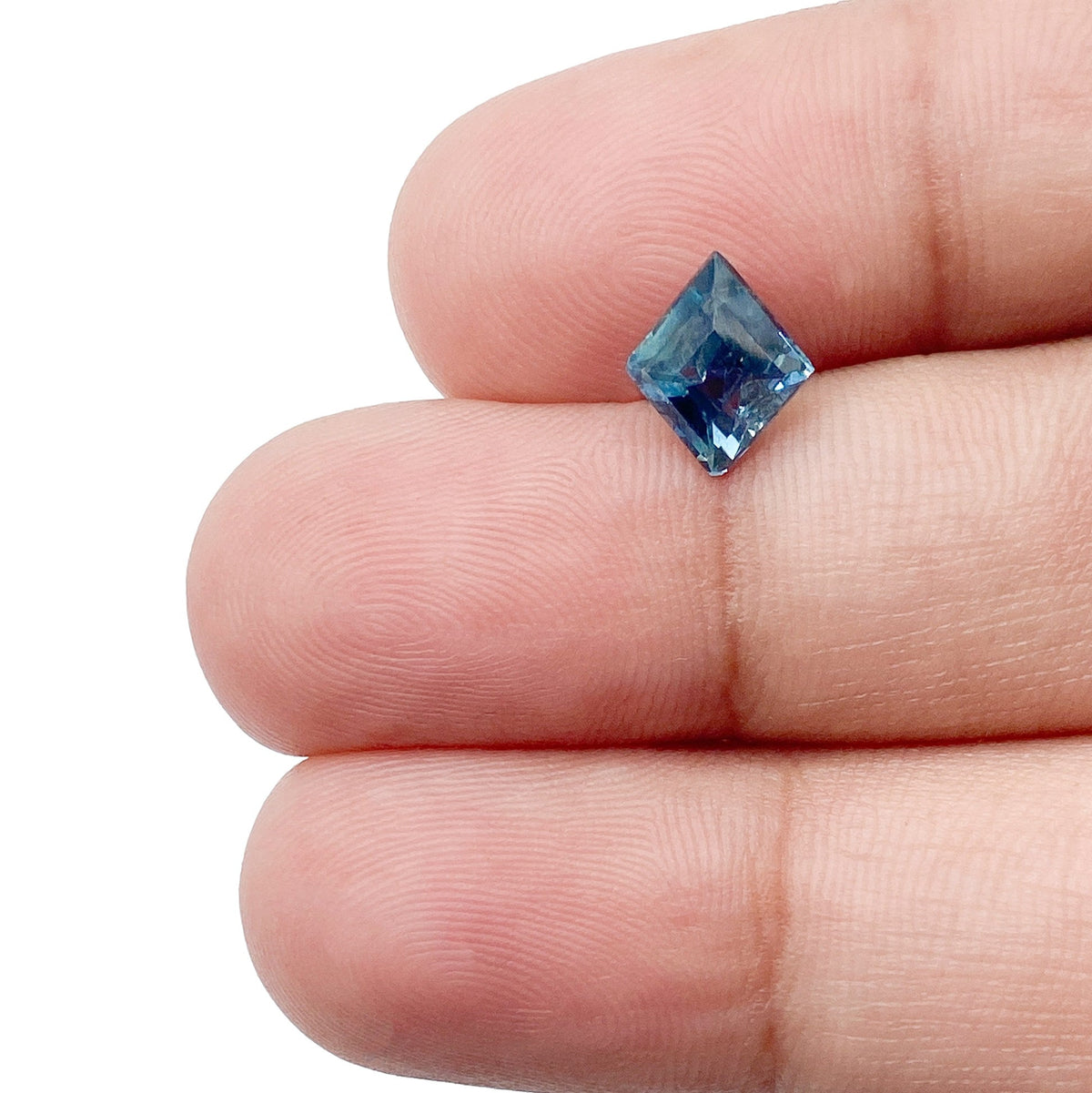 1.31ct | Step Cut Lozenge Shape Blue Green Montana Sapphire-Modern Rustic Diamond