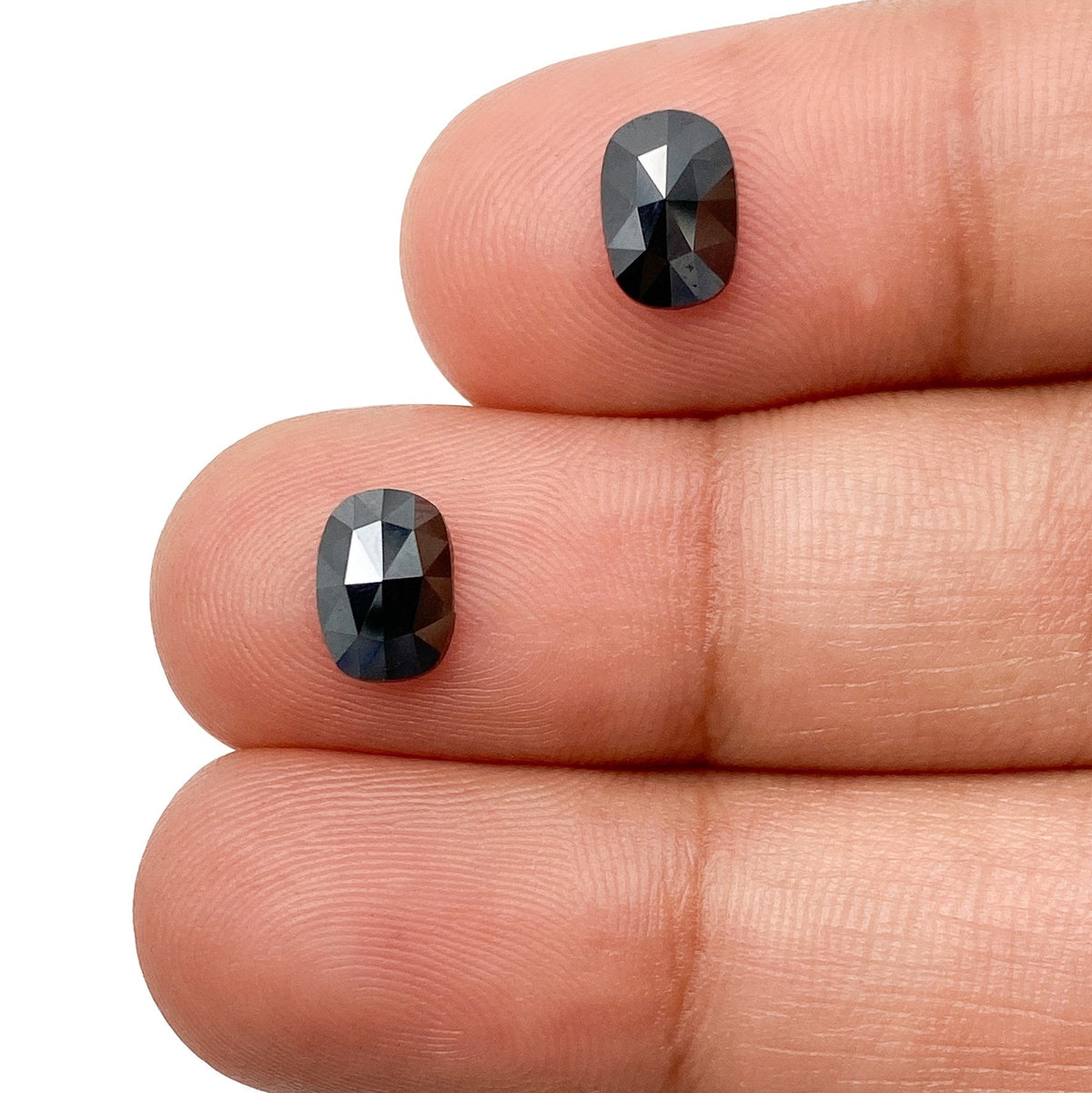 1.36cttw | Black Cushion Shape Rose Cut Diamond Matched Pair-Modern Rustic Diamond