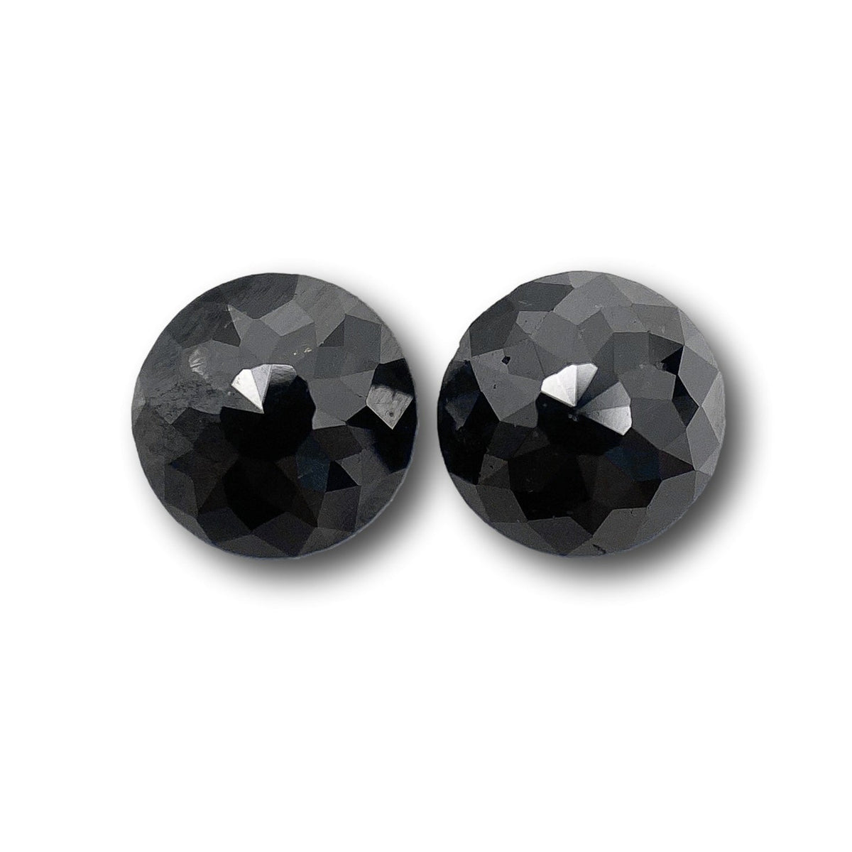 1.37cttw | Black Round Shape Rose Cut Diamond Matched Pair-Modern Rustic Diamond