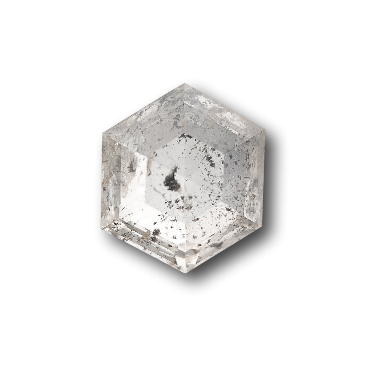 0.82ct | Salt &amp; Pepper Hexagon Shape Rose Cut Diamond - Modern Rustic Diamond